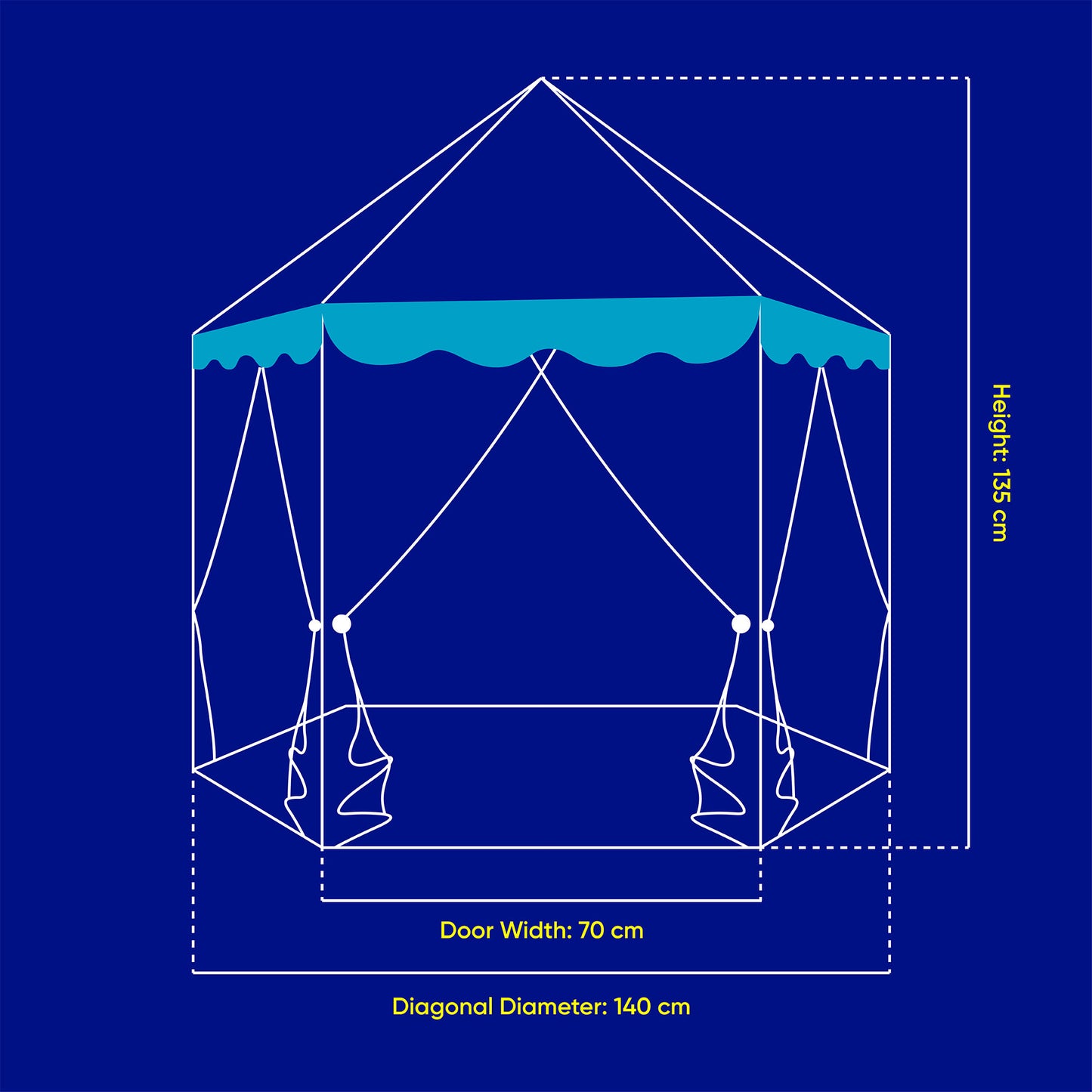 Ramadan Themed Tent for Kids, Large Playhouse Kids Happy Ramadan Play Tent, Children Indoor Tent, Ramadan Gift, Iftar Tent 55'' x 53'' (DxH)