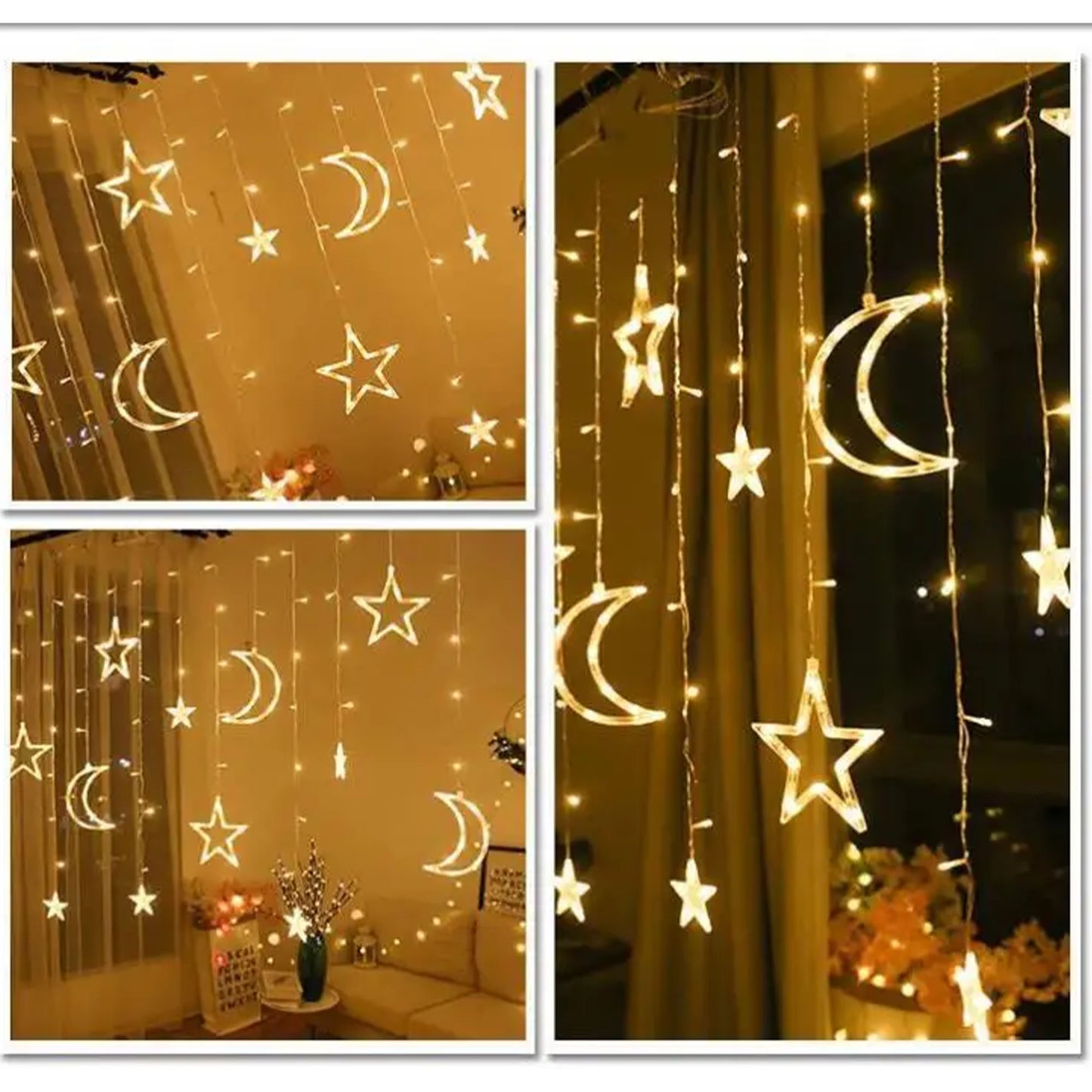 Ramadan, Eid, Moon and Star LED String Fairy Lights, Decorative 11.5 Ft, Window, Curtain Holiday, Party Decoration, Star Lights Decor