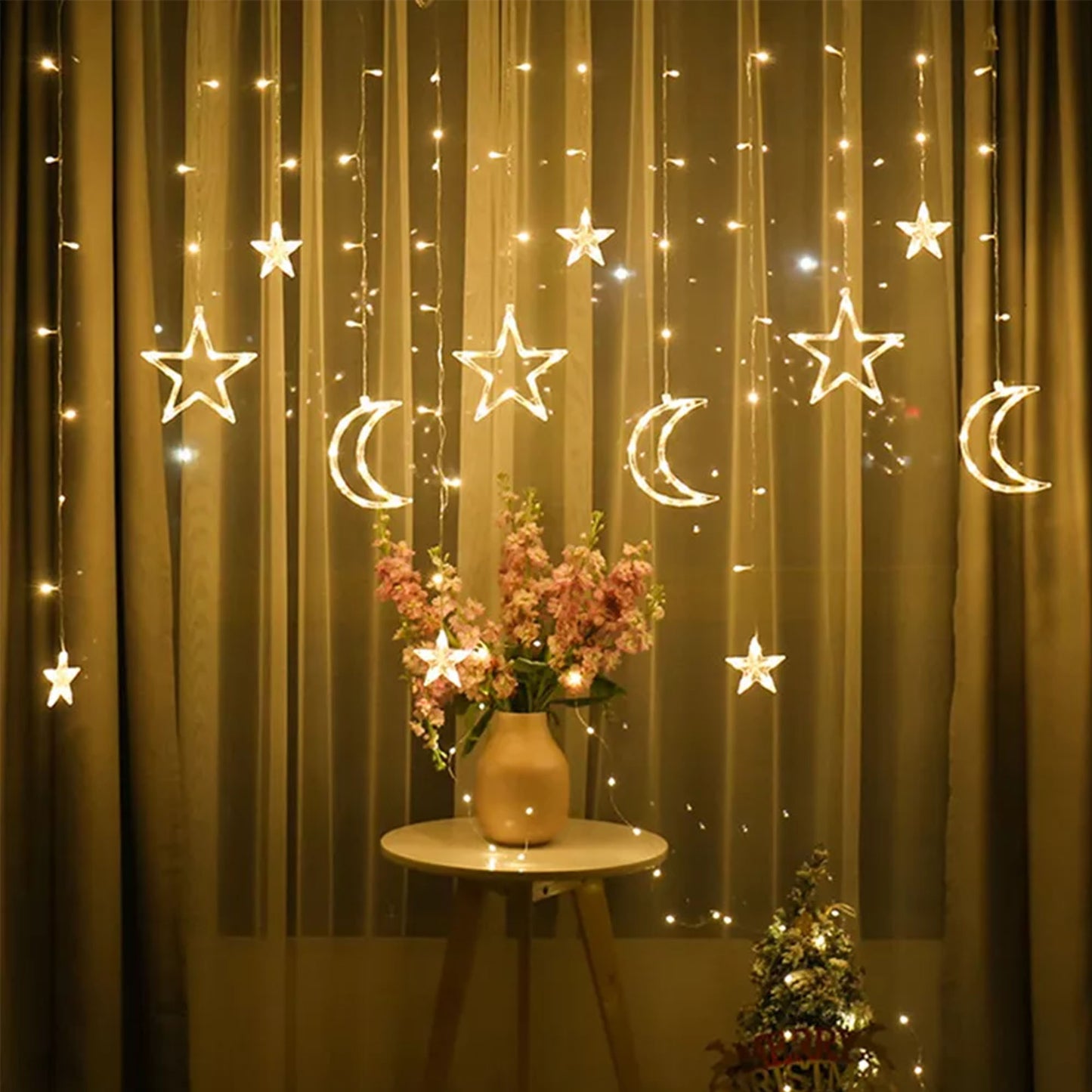 Ramadan, Eid, Moon and Star LED String Fairy Lights, Decorative 11.5 Ft, Window, Curtain Holiday, Party Decoration, Star Lights Decor