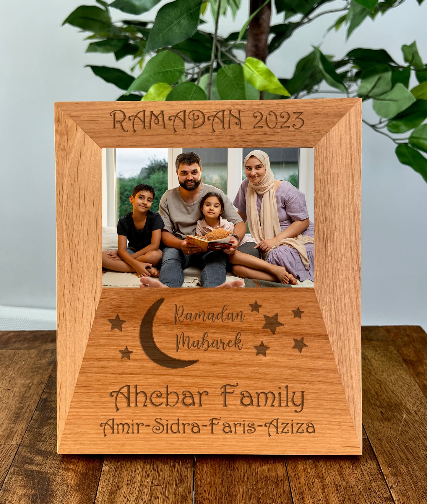 Personalized Ramadan Memory Picture Frame, Eid Decor Wood Frame, Custom Ramadan Family Picture