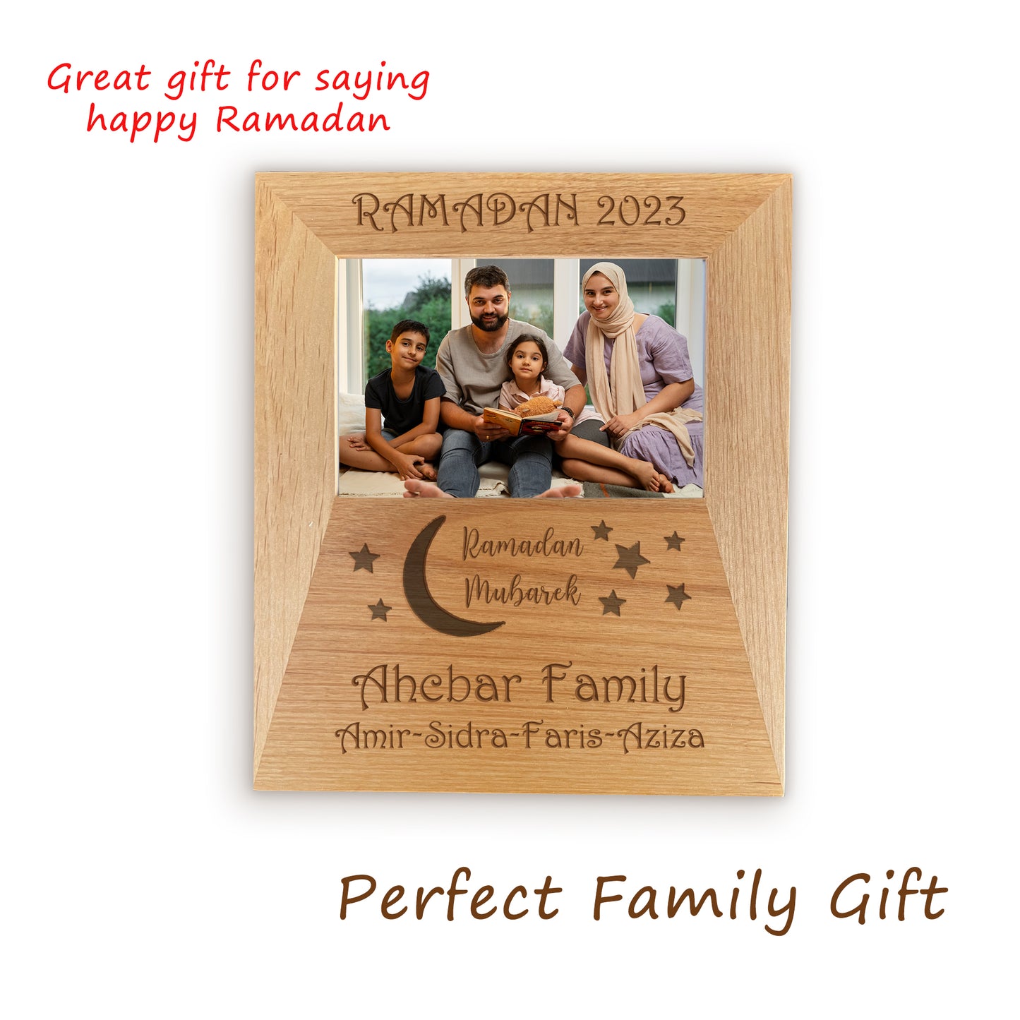 Personalized Ramadan Memory Picture Frame, Eid Decor Wood Frame, Custom Ramadan Family Picture