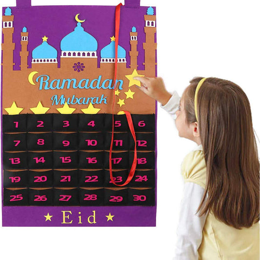 Ramadan Calendar Eid Mubarak Hanging Countdown Calendar, Advent Calendar 2023 Tracker Date Eid Gift Ramadan Decor with 30 Stars for Kids 30 Days