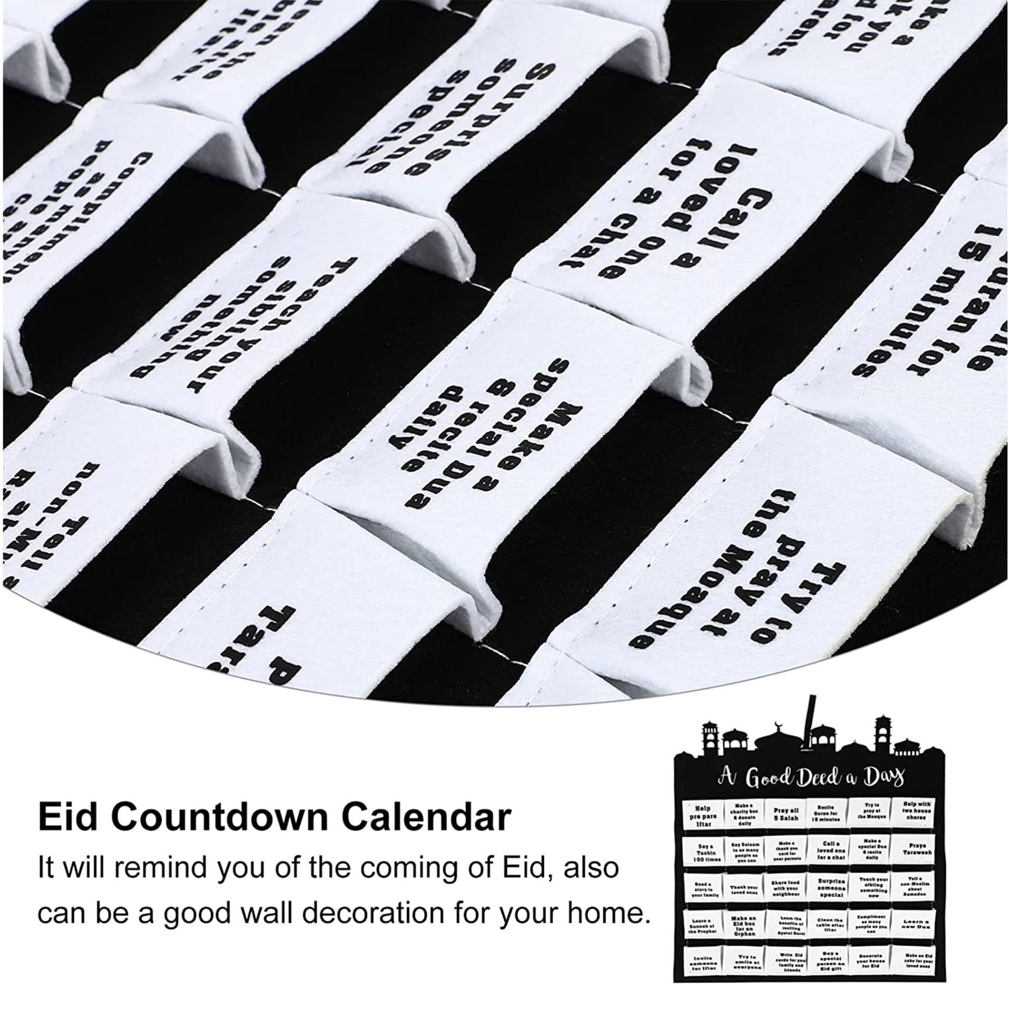 Countdown Ramadan Advent Calendar, Wall Hanging Ramadan Home Decoration, Good Deed Calender, Gift for Muslim Kid, Eid Decor