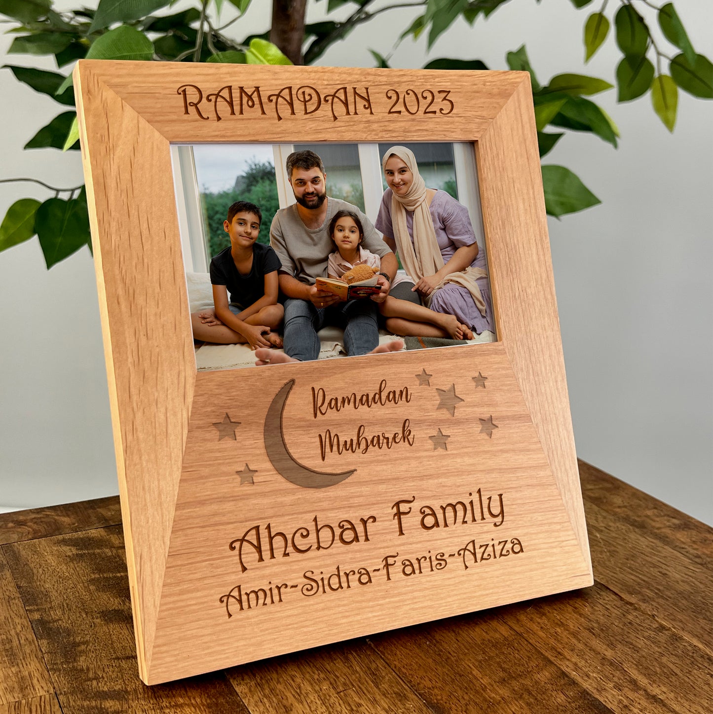 Personalized Ramadan Memory Picture Frame, Eid Decor Wood Frame, Custom Ramadan Family Picture