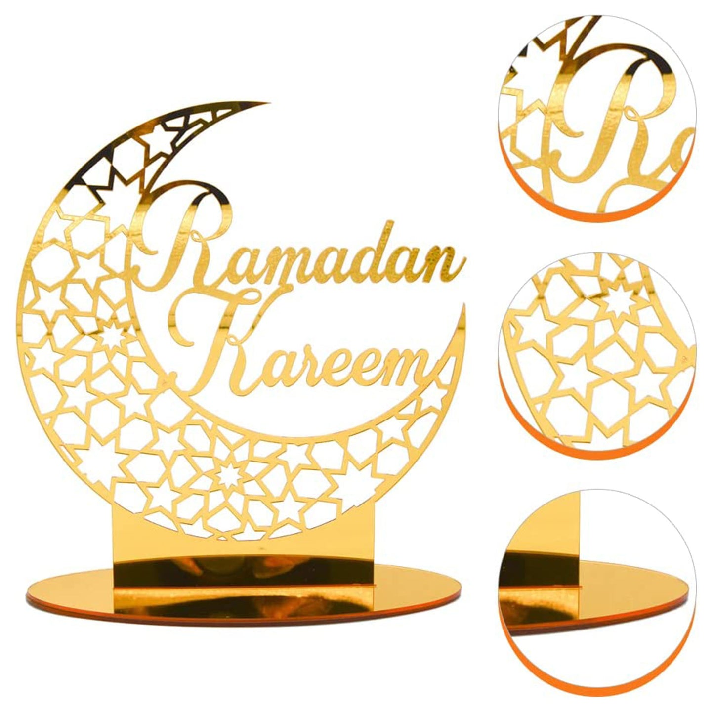 Ramadan Kareem Moon Star Acrylic Ramadan Tabletop Decor for Muslim, Ramadan Mubarak Table Top Decorations